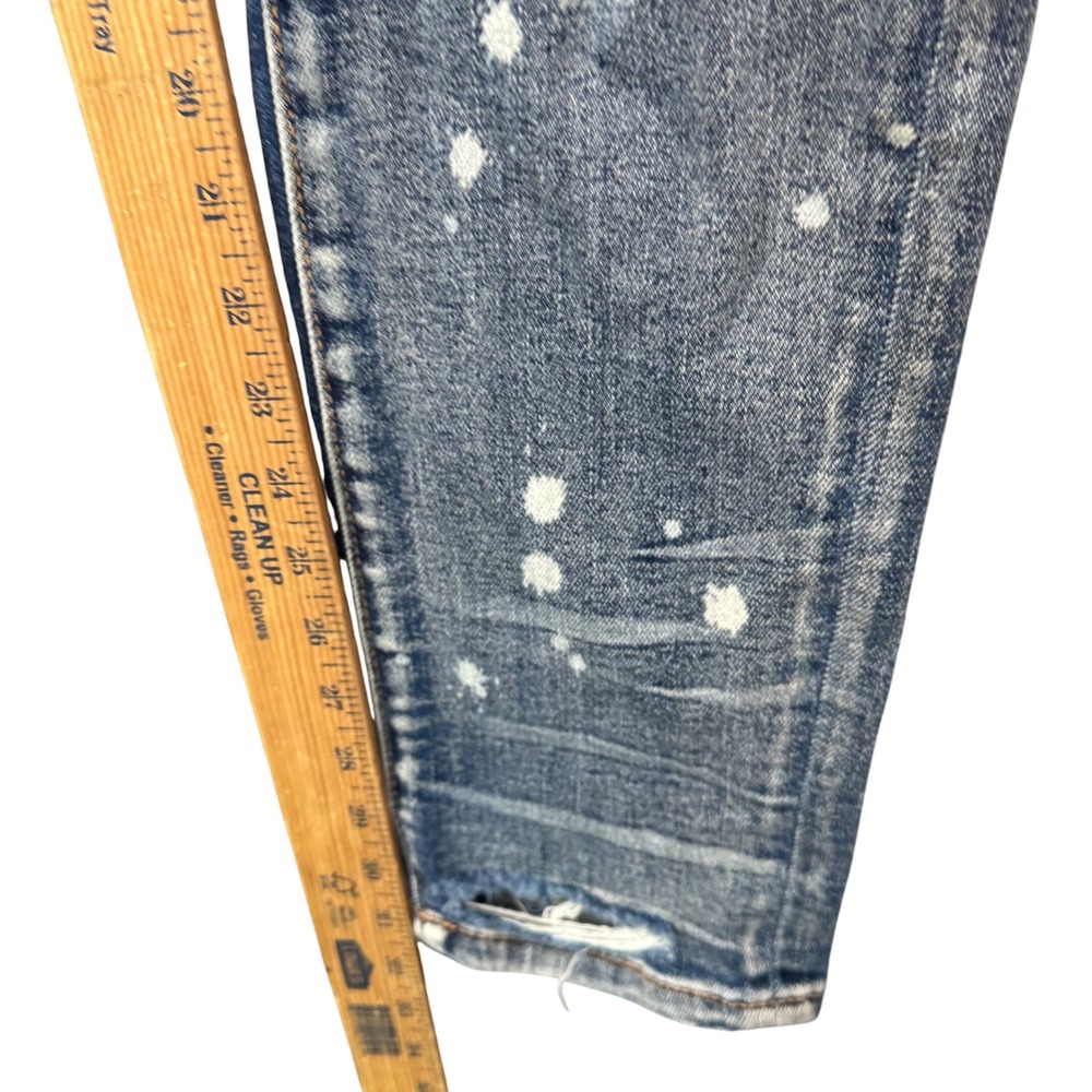 Crysp Denim Mens Y2K Moto Biker Jeans Distressed Paint Splatter Streetwear 31x31 - Picture 7 of 12